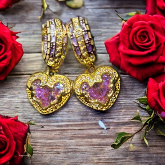 Pink Heart Earrings - Picture 3 of 3